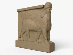 Human-headed winged lion Low-poly 3D model