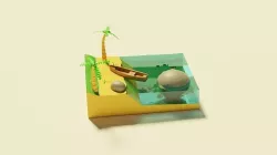 Island scene Low-poly 3D model