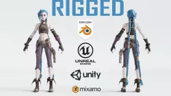 Jinx Arcane Character RIGGED  Low-poly 3D model