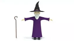 Low Poly Cartoon Wizard Low-poly 3D model