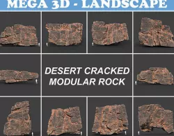 Low poly Desert Cracked Modular Rock 220106 Low-poly 3D model