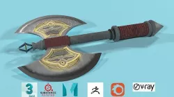 Low poly double sided Viking axe Low-poly 3D model
