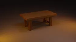 Low Poly Old Rustic Wood Table Low-poly 3D model