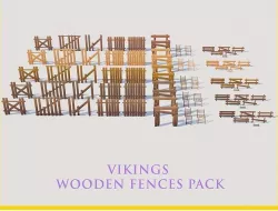 Low Poly Vikings Fence Low-poly 3D model