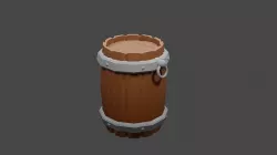 low wooden  barrel Low-poly 3D model