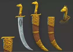 Machete Mongolian Sabre horsehead Sabre machete Cossack Sabre  3D model