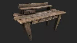 Medieval Lab table Low-poly 3D model