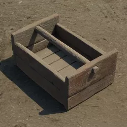 Medieval wooden crate with handle Low-poly 3D model