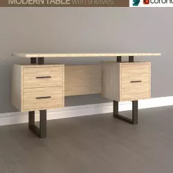 Modern wooden table with shelves 3D model