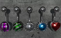 Navel belly-button piercing jewellery-jewelry 3D model set 3D model