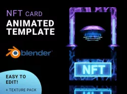 NFT neon card template for Blender Cycles 3D model