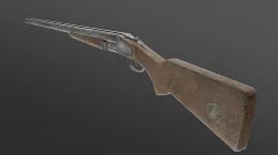 Old double barrel shotgun Low-poly 3D model