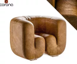 Organic bent leather armchair 3D model