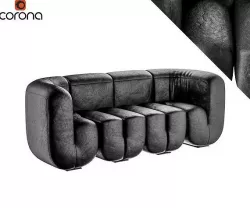 Organic bent leather sofa 3D model
