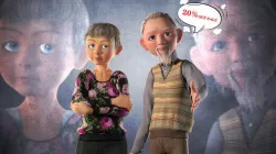 Original cartoon family cartoon old man with binding 3D model