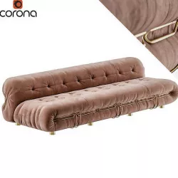 Oval quilted suede sofa 3D model