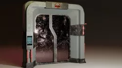 Sci-Fi Rigged Door with Call of Duty Taskforce 141 3D logo Low-poly 3D model