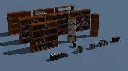 Set of bookshelves Low-poly 3D model