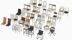 set of chairs Low-poly 3D model