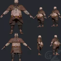 Stylized dwarf warrior 3D model