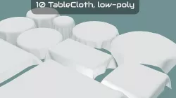 Tablecloth Set Low-poly 3D model