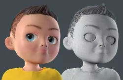 The boy cartoon boy with binding 3D model