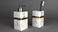 Tootbrush Holder and Soap Bottle Low-poly 3D model