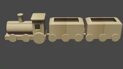 Wooden train low-poly 3D model