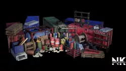 Abandoned industrial props Low-poly 3D model
