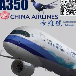 Airbus A350-900 XWB China airlines Syrmaticus Mikado livery Low-poly 3D model