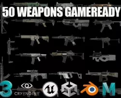 All Weapon Game Ready Pack With More Than 50 Guns Low-poly 3D model