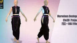 Asian girl warrior 3D model