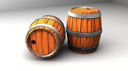 Barrels two wooden Low-poly 3D model