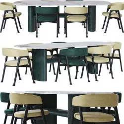 Baxter Corinne chair and Baxter Ellipse table 3D model