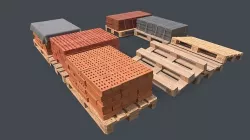 Brick and tile pallete Low-poly 3D model