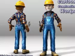 Cartoon Construction Worker Low-poly 3D model