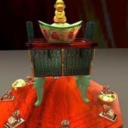 Chinese monkey gold ingot with incense bronze  3D model