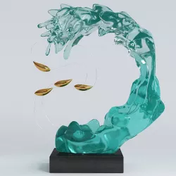 Decorative sculpture Wave and fish 3D model