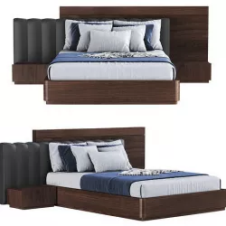 Double Storage Bed Sliced Headboard 3D model