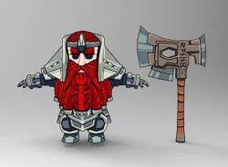 Dwarf fighter Low-poly 3D model