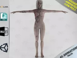 Female Zombie1 Animations Pack Low-poly 3D model