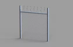 Fence with barbed wire Low-poly 3D model