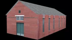 Fire Station Brick Building Low Poly Low-poly 3D model