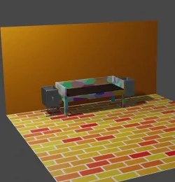 Fun bench with two aluminium trashcans Low-poly 3D model