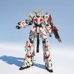 Future scifi  gundam unicorn mech robot fighter animated pbr Low-poly 3D model