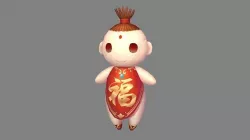 Fuwa - Chinese doll Low-poly 3D model