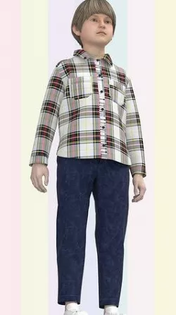 Girls check shirt Low-poly 3D model