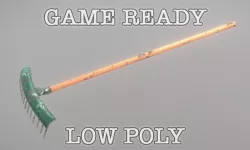 Green Rake low poly game ready PBR Low-poly 3D model