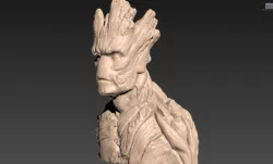 Groot Bust Statue Low-poly 3D model