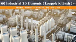 Industrial low poly kit bash Low-poly 3D model